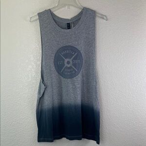 BARBELLA strong is beautiful grey ombré workout muscle tank size large NWT